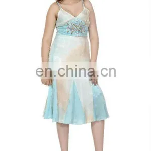 Satin Silk Embroidered Dress thumbnail-1
