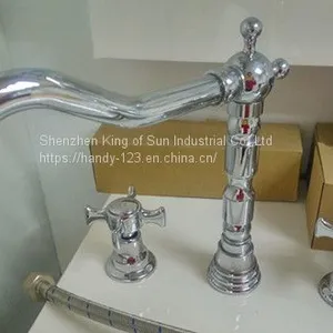 Brass Three Holes Mounted Kitchen Mixer thumbnail-2