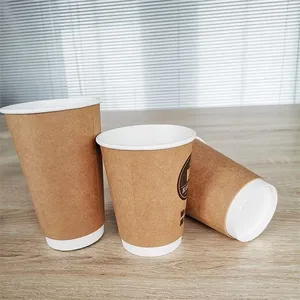 Disposable Double Wall Paper Cup Brown Insulated Coffee Cup thumbnail-2