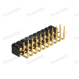 Dnenlink 2.54mm Pitch Dual Row H4.0mm Concave Contact Right Angle Female Header DIP Type PogoPin Header thumbnail-2