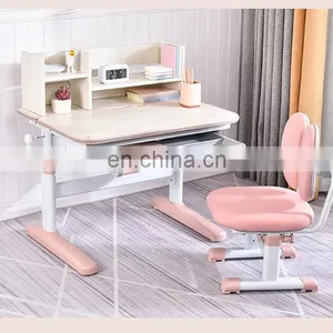 Height Adjustable Storage Modern Simple Solid Wood Children Study Desk Kids Table With Storage Drawer Children Table and Chair thumbnail-4
