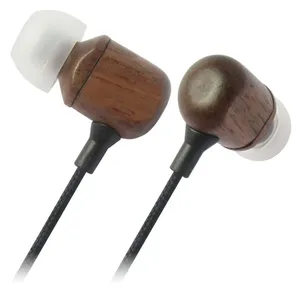 Promotion Mobile Phone Wooden Earphones With Mic thumbnail-1