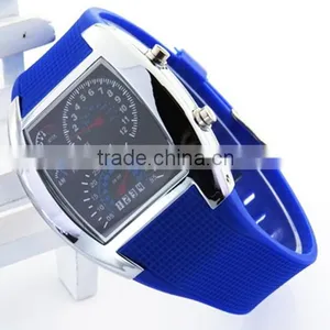 Flashing Blue Lights Silicone Flight Military Watches for Men thumbnail-1