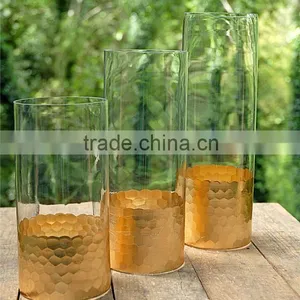 Petesdal Glass Cylinder Gold Vase /Gold Hurricane Candle Holder / Glass Container For Wedding thumbnail-5