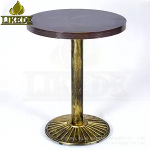 24-Inch Round Bronze Base Cast Iron Bistro Table With Wrought Iron Bar Top for Restaurant Use thumbnail-2