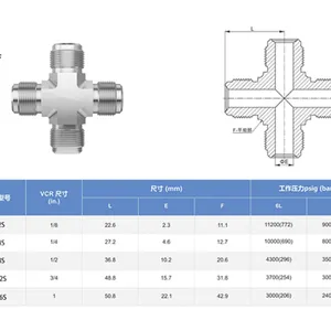 Standard Compliant 316L Male VCR Cross Fitting for Industrial Use thumbnail-3