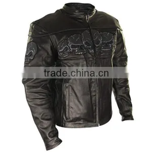 Skull Embroidered Leather Motorcycle Jackets Pakistan thumbnail-2