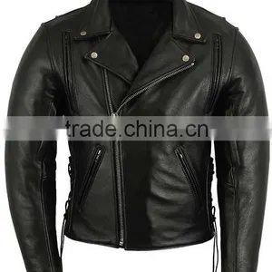 Cowhide Milled Leather Men Cafe Racer Motorcycle Jacket thumbnail-1