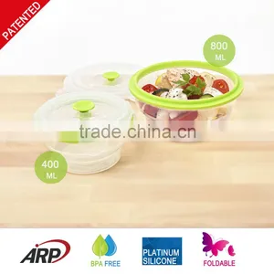 800ml Silicone Food Container With PP Lid , Platinum Silicone, Foldable, Non-stick, BPA FREE, Double Colors, FDA, LFGB, DGCCRF thumbnail-2