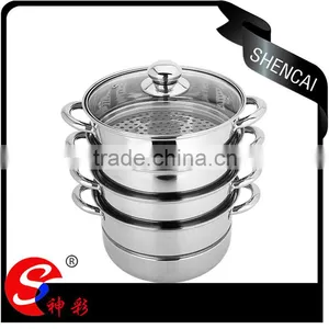 Caitang Shencai Stainless Steel 4layer Steamer Pot With Glass Lid Cover thumbnail-1