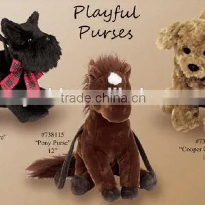 Cute Soft Plush Lifelike Animal Purse/New Design Cuddly Toy Puppy Handbag/Plush Animal Playful Purse thumbnail-3