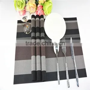High Quality Dark Color Black With Brown PVC Strip Placemat Table Mat Home Decoration thumbnail-1