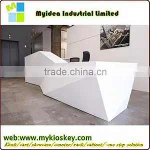 2014 Morden Design Artificial Marble Curved White Office Reception Counters; Office Furniture Front Desk Bar Counter Styles Quality Choice thumbnail-2