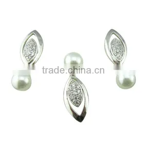 Bridal Fashion Jewelry Set Pearl Setting Jewellery Designs thumbnail-1
