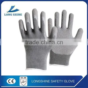 High Quality 10G Grey Poly/cotton Liner With Wrinkle Latex Coated Safety Working Glove thumbnail-1