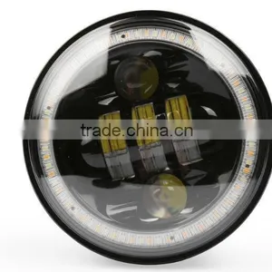 Motor Head Light 7' Round Truck LED Headlight 12v Head Light for Halo Harley 4x4 Jeep thumbnail-1
