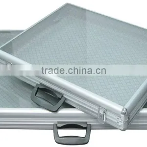 Large Aluminum Glass Top Display Locking Travel CounterTop Case W/side Panel thumbnail-2