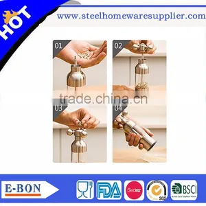 High Quality Customized Logo Stainless Steel Button Salt and Pepper Mill for Five-star Hotel thumbnail-6