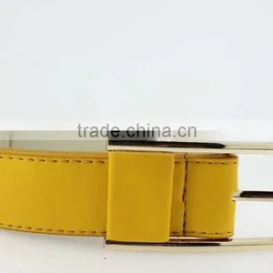 Women's Fashion Yellow PU Leather Plain Jeans Belt With Yellow Leather Accessories in China Factory thumbnail-5