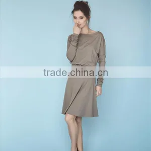 Beige Dress Dress With Sleeves Button Back Dress thumbnail-6