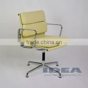 Replica Charles Low Back Soft Pad Meeting Chair - Cream White Color Genuine Leather thumbnail-1