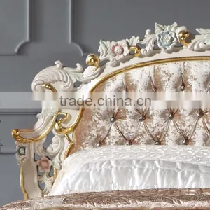 Hand Carving Furniture - Handcraft Royalty Golden Foil Bed thumbnail-3