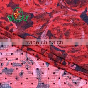 Hot Sale Red Mesh Flock Fabric for Underwear thumbnail-1