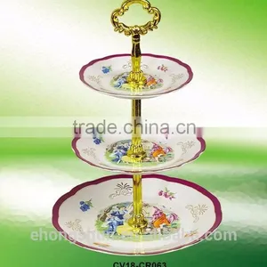 White Round Porcelain/ceramic Three-layer Plate thumbnail-1