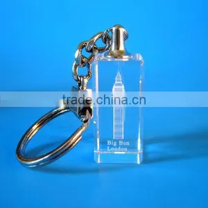 Crystal Material and Custom Crystal Keychain Product Type 3d Laer Engraved Big Ben Keychain for Tourist Souvenir thumbnail-1