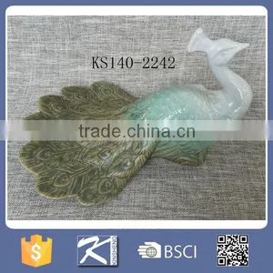 Gradient Color Home Decorative Porcelain Peacock Figurine thumbnail-3