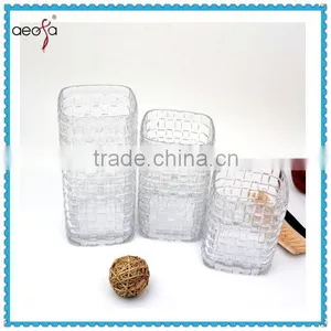 Unique Decorative Tall Large Size Flower Containers Clear Square Glass Vase thumbnail-1