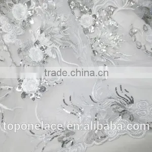 Top One High Quality African French Lace Fabric 3d Flower Lace Embroidered Fabric Applique Dresses thumbnail-2