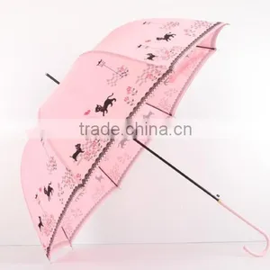23 Inch Stick Crook Handle Cat Print Lady Umbrellas thumbnail-5