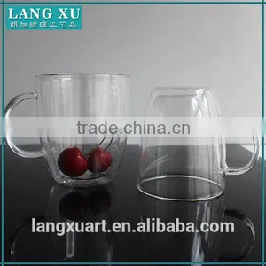 Clear Drinkware Double Wall Glass Tea Cup With Handle thumbnail-2