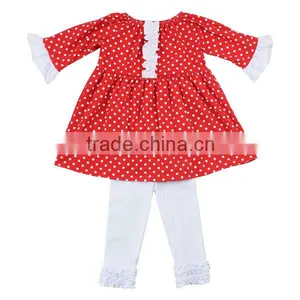 Little Girls Clothing Christmas Costumes for Kids Boutique Red Dot and White Ruffle Baby Girls Outfits thumbnail-1