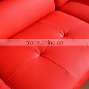 Leisure Red Leather Sofa Set With Movable Headrest thumbnail-4