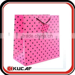 Dots Pink Coated Paper Bag for Gift thumbnail-1