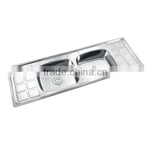 Stainless Steel Bowls Kitchen Sink Double Bowl Kitchen Sink With Drainboard thumbnail-1