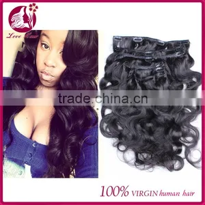 Clip In Human Hair Extensions Mongolian Virgin Hair Body Wave Clip In Hair Extensions Natural Color Mongolian Body Wave Clip Ins thumbnail-1