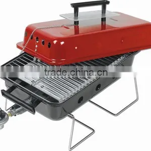 Red Small Portable Barbecue Gas Grill Foldable BBQ thumbnail-1
