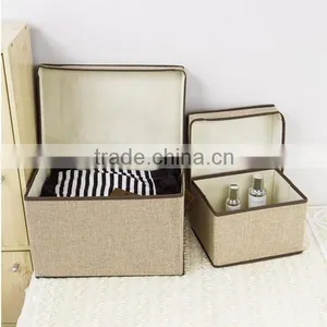 Coffee Oxford Large Clothes Book Container Organizer Box ,Polyster Folding Storage Box Cube With Lid thumbnail-3