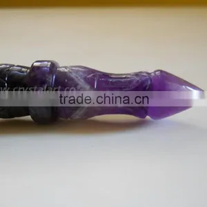 AMETHYST AGATE CARVING GANESHA HEALING STICK thumbnail-2