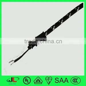 CCC Approval 2 Pins Power Cord, RVV 300V/500V White and Black Cotton Braided Wire With Chinese Plug thumbnail-2