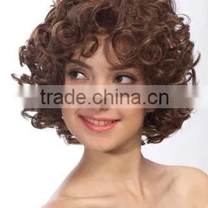 Hand Tied Brown Synthetic Short Lace Front Wig, Front Lace Wig thumbnail-1