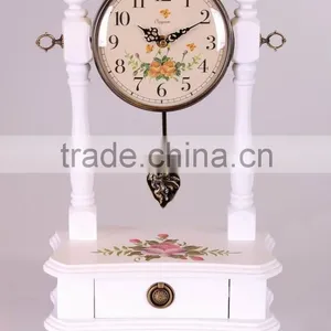 Wooden Desk Clock Solid Wood Vintage Antique Table Clock thumbnail-2