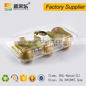 Eco-friendly Disposable Clear Plastic Pear Fruit Clamshell Packaging Box thumbnail-1