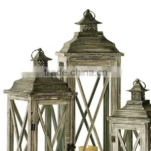 Wholesale Antique Rustic Wood Candle Lantern Decoration Crafts thumbnail-3