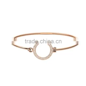 Stainless Steel Openable Wire Crystal Rose Gold Bangle thumbnail-1