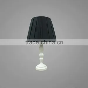Metal Base And Body In White Powder Coating With Black Fabric Lampshade Bedside Table Lamp Study Table Lamp thumbnail-1