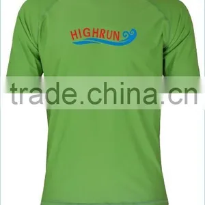 Men's Green Colour Short Sleeve UV Fabric Lycra High Quality Rash Guard/Rash Shirt thumbnail-1